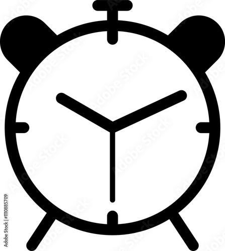Simple analogue wall clock vector illustration, black and white, with seconds hand.