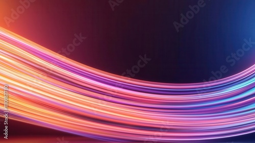 Fiber optic routing, energy beams and light pulses, 3D illustration