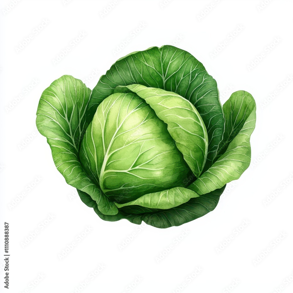 Fototapeta premium Vibrant Green Cabbage Displaying Nature's Fresh Produce with Detailed Leaf Structure
