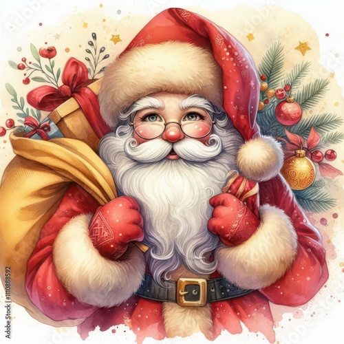 santa claus with christmas decoration content created with generative AI software.