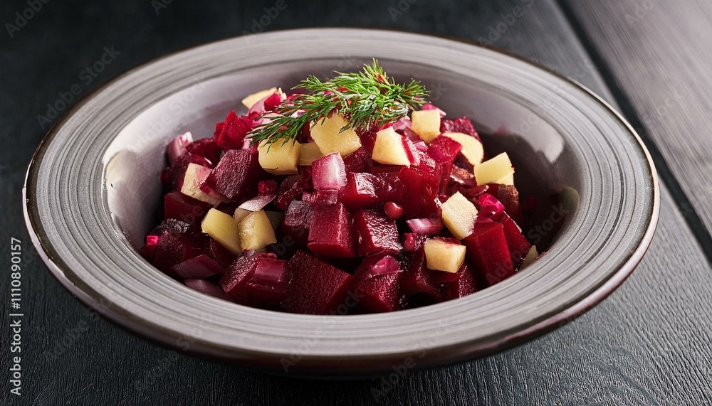 Finnish-style beetroot salad (punajuurisalaatti) with apples and onions, served in a bowl Finnish-style beetroot salad (punajuurisalaatti) with apples and onions, served in a bowl