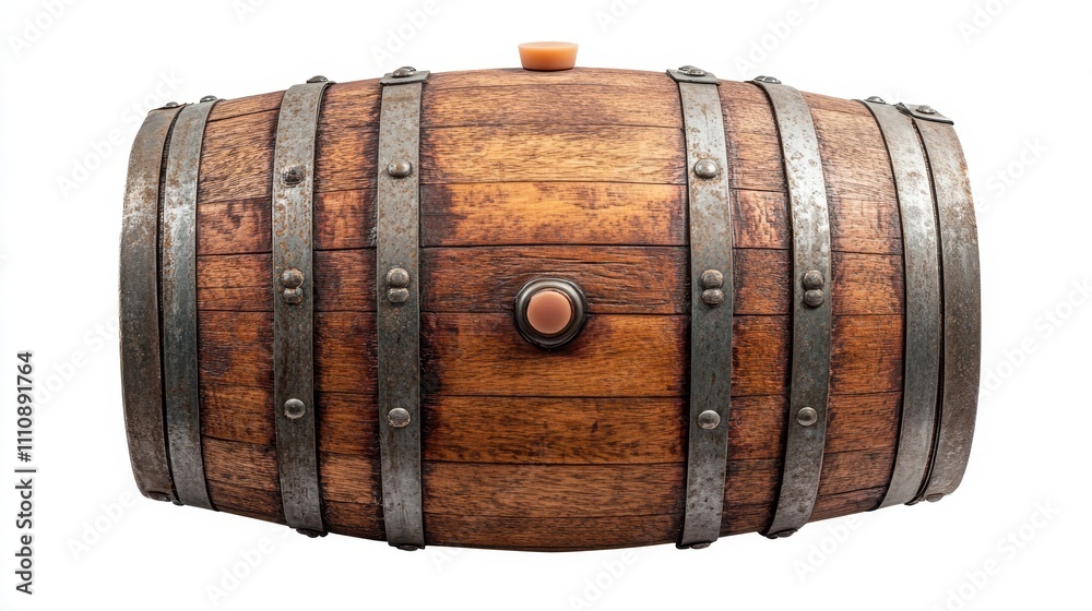 Obraz premium A barrel with a wooden lid and metal hardware