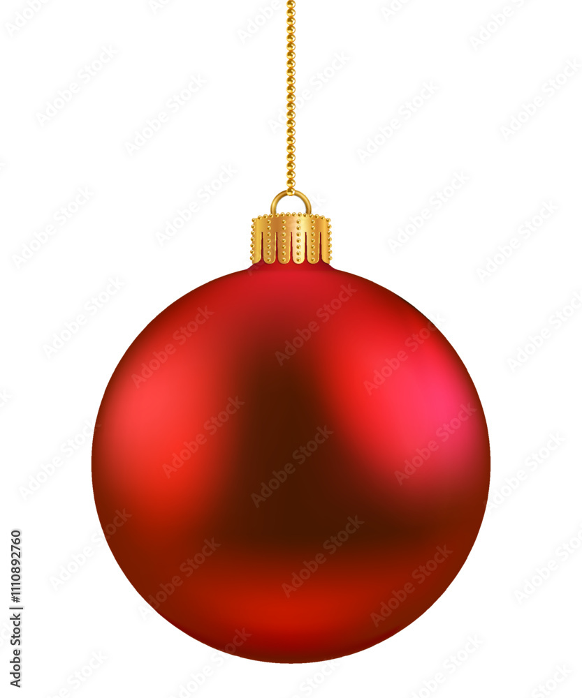 Red Christmas ball on transparent background. New year toy decoration Red Christmas ball on transparent background. New year toy decoration