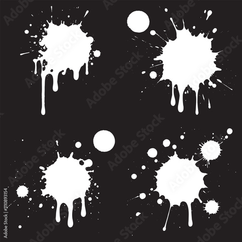 Ink Splatter. Grunge vector stains and splash elements. Finely detailed