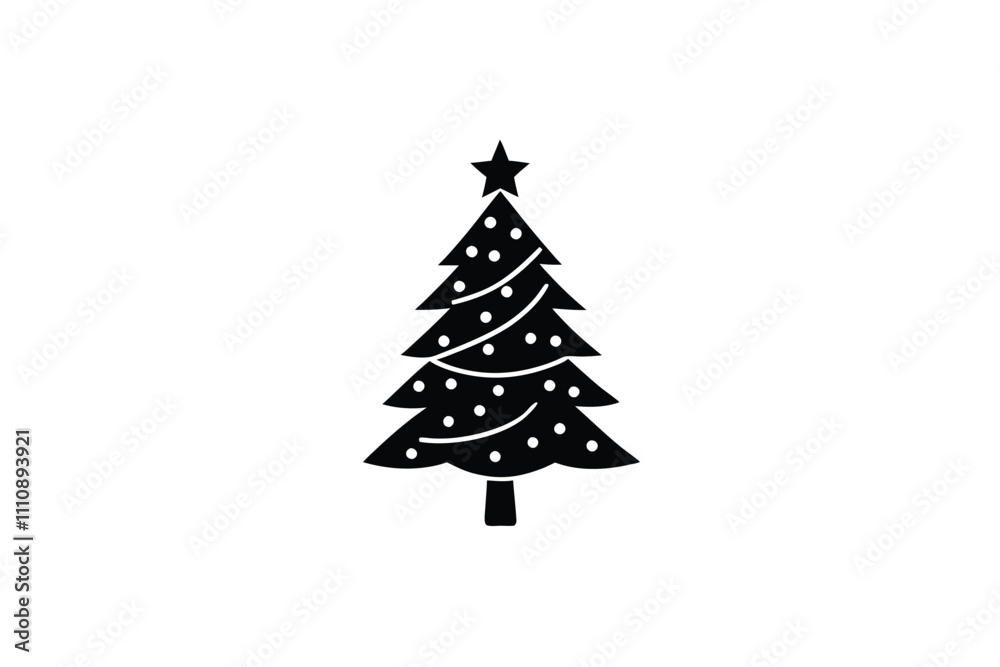 Fototapeta premium Merry Christmas silhouette element 