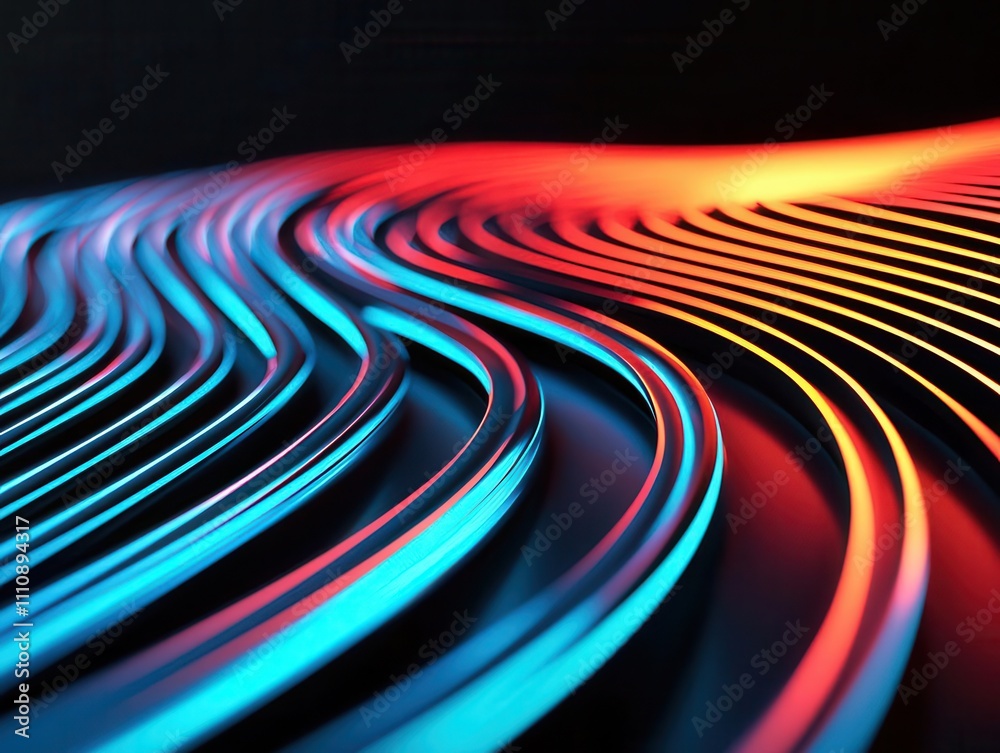 Sound articulation visualization, glowing paths, 3D illustration Sound articulation visualization, glowing paths, 3D illustration