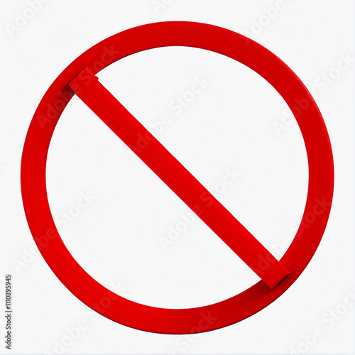 A red circle with a diagonal red bar through it, signifying a prohibition or a 