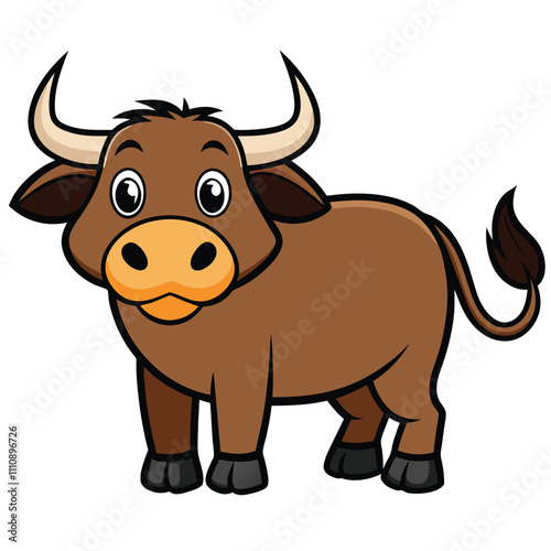 buffalo simple vector illustration. Buffalo cartoon clipart is an animal in a flat style.