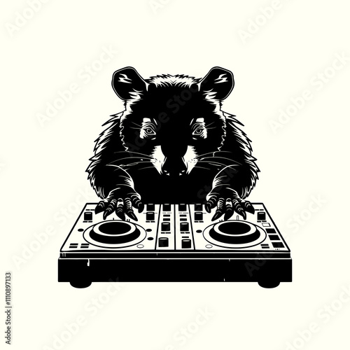 Wombat dj silhouette vector illustration