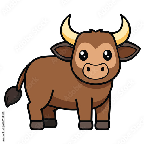 buffalo simple vector illustration. Buffalo cartoon clipart is an animal in a flat style.