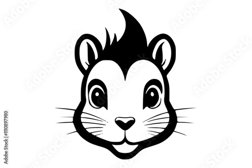 Squirrel head minimalistic black silhouette vector icon. 
