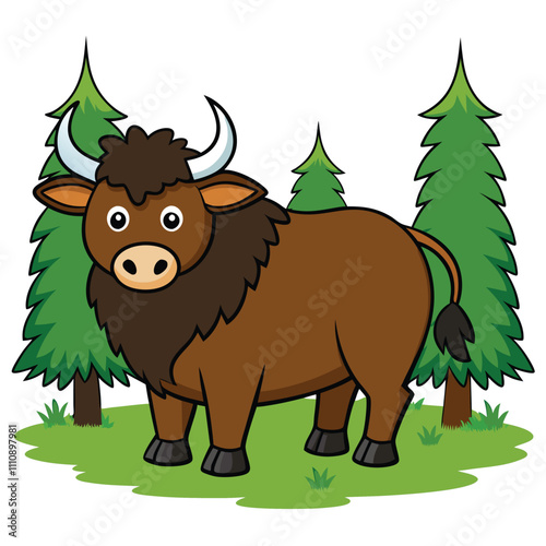 buffalo simple vector illustration. Buffalo cartoon clipart is an animal in a flat style.