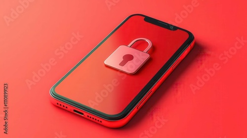 Cyberbullying Internet Concept, Mobile phone with security lock symbol