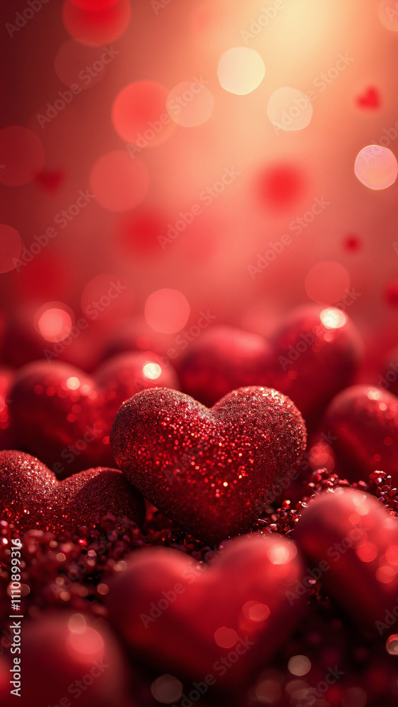 Vibrant Red Hearts on Sparkling Glitter Bokeh: Romantic Stock Photo for Valentine's Day, Weddings, and Love-Themed Designs Vibrant Red Hearts on Sparkling Glitter Bokeh: Romantic Stock Photo for Valentine's Day, Weddings, and Love-Themed Designs