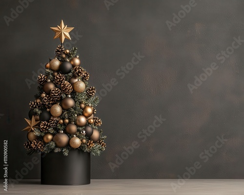 Goldenaccented Christmas tree topper in acrylic art, exuding festive elegance and sophistication photo