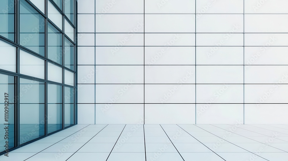 Highrise white tower, sharp geometry and clean finish, 3D illustration