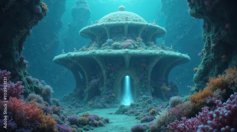 Fototapeta premium Shimmering Coral and Pearl Underwater Palace