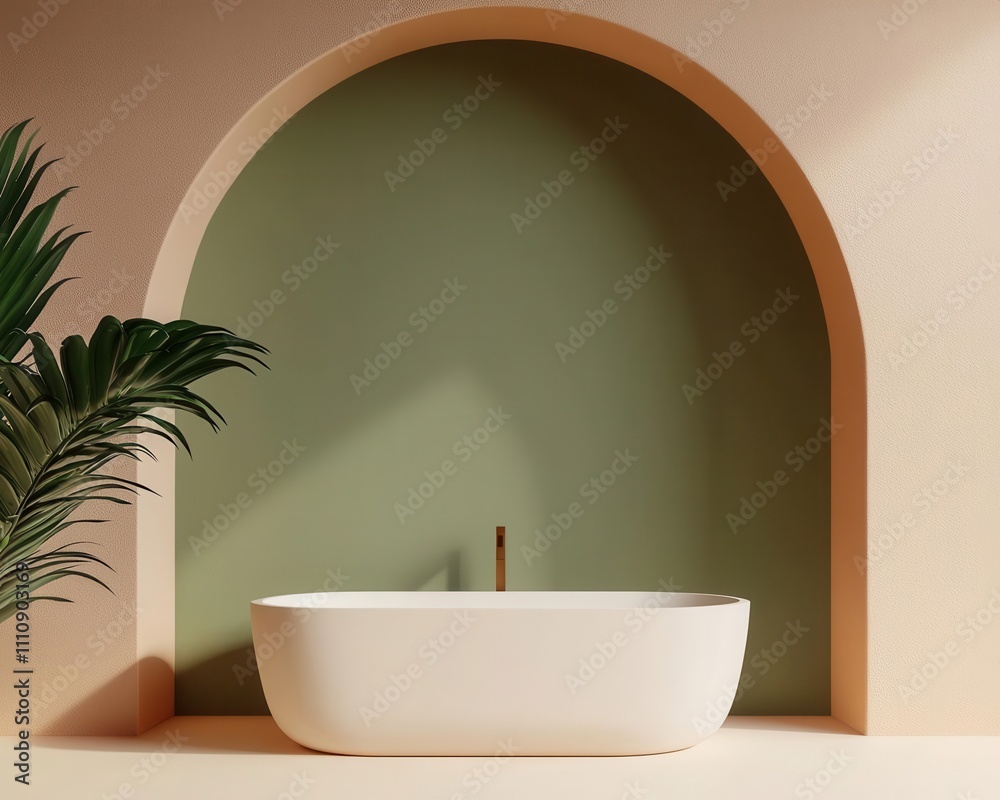 Fototapeta premium Luxury white resort, minimalist design with elegance, 3D illustration