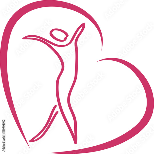 Herz und Frau gezeichnet, Frauenarzt, Physiotherapie und Orthopädie Logo