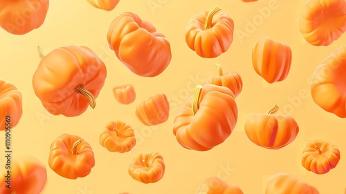 Vector Orange Falling Pumpkins Seamless Repeat Pattern Background

 photo