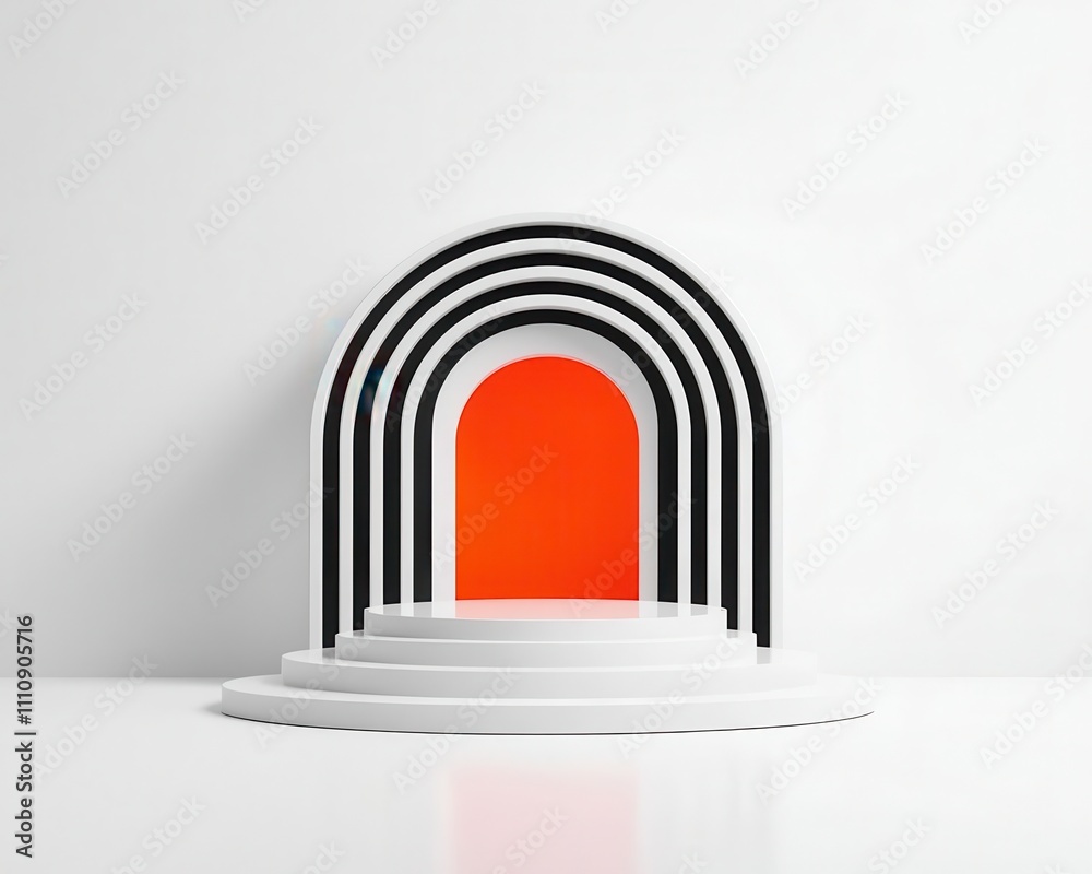 Contemporary white dome, minimalist design, 3D illustration