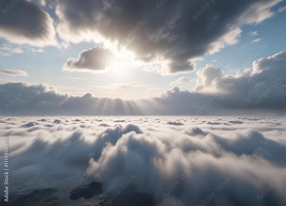 Cloudy sky with a layer of fog and cloud cover, environment, nature, outdoor Cloudy sky with a layer of fog and cloud cover, environment, nature, outdoor