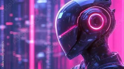 Futuristic Robot with Neon Lights