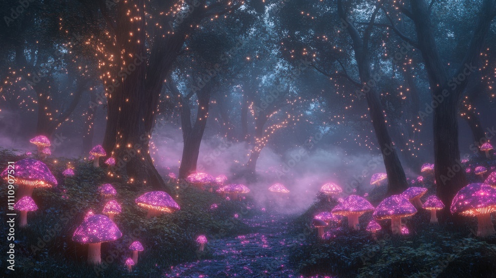 Enchanted Forest with Glowing Mushrooms
