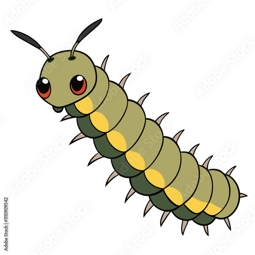 Cute funny caterpillar cartoon character vector illustration isolated on a white background