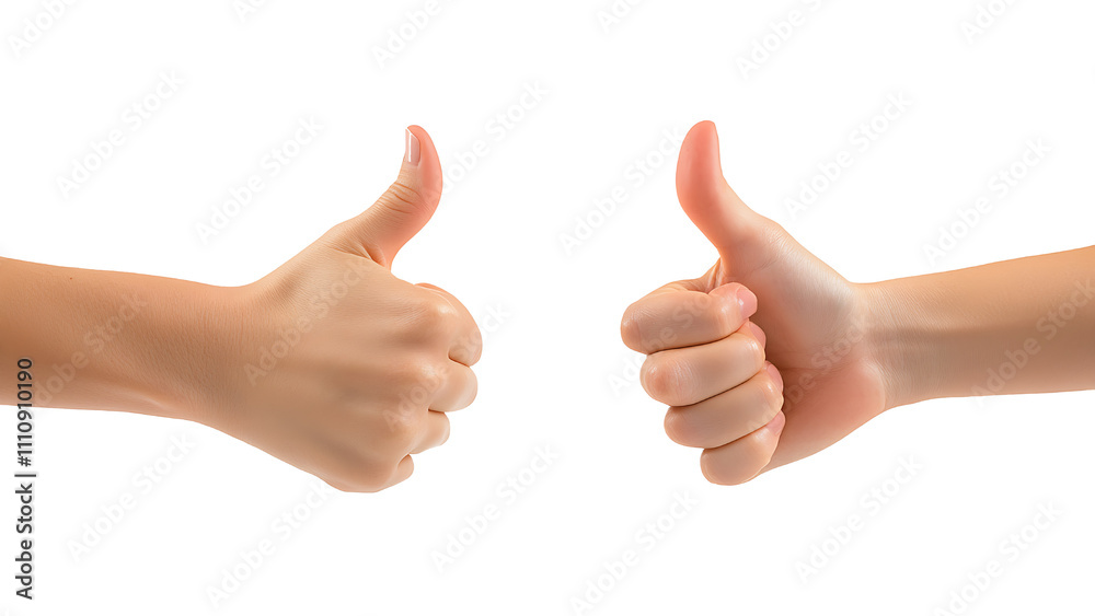 Two hands showing thumbs up sign on transparent background. Two hands showing thumbs up sign on transparent background.