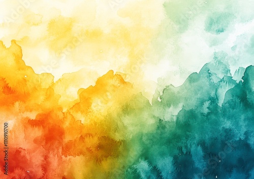 Vibrant watercolor abstract with warm and cool tones blending harmoniously, Ideal for backgrounds in creative projects, branding, or as wall art to add a touch of color and emotion to any space,