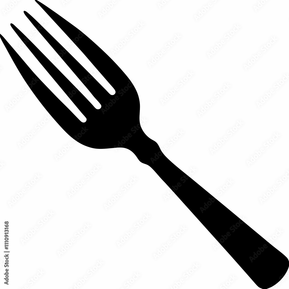 Silhouette Design of a Classic Fork with Minimalist and Elegant Details for Culinary and Dining Themes Silhouette Design of a Classic Fork with Minimalist and Elegant Details for Culinary and Dining Themes