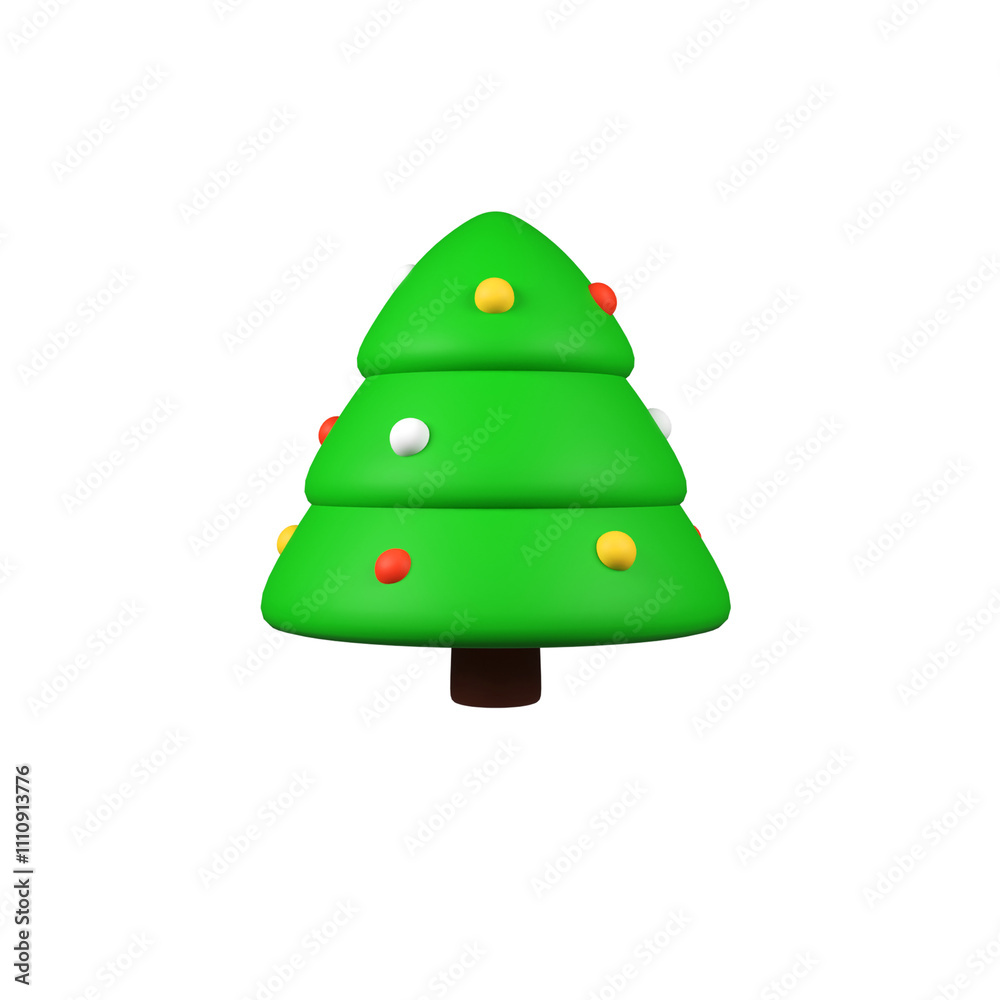 Christmas tree isolated 3d render icon illustration