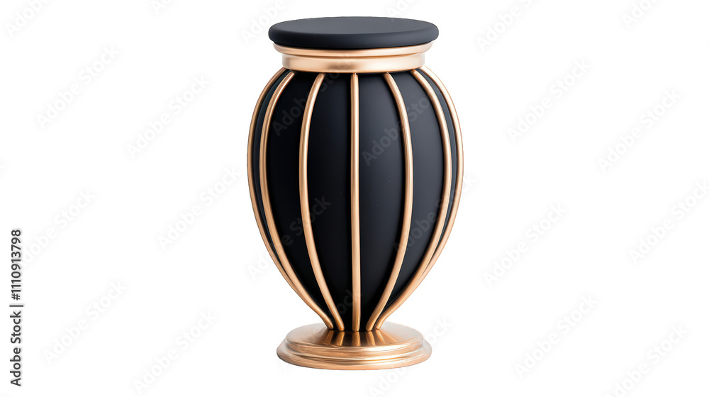 Elegant Black and Gold Decorative Vase with Vertical Stripes for Modern Interiors