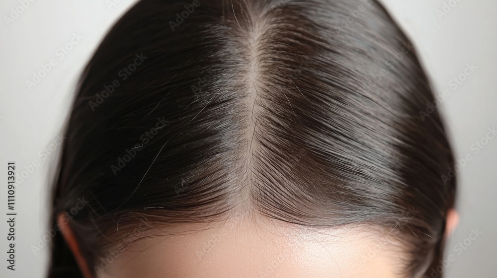 Fototapeta premium Woman, hair care and back with beauty in studio for healthy growth, keratin treatment or straight hairstyle aesthetic. Female person, wellness and collagen shine, cosmetics and white background
