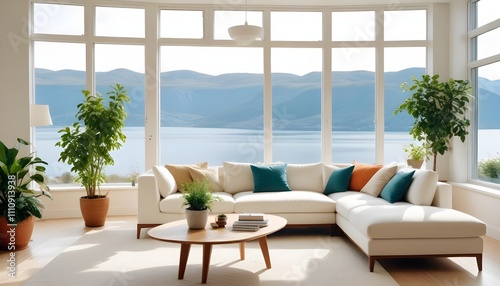 Scandinavian living room interior design zoom background