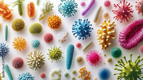 different types of microbes Virus cells and bacteria representing different types of bacteria,