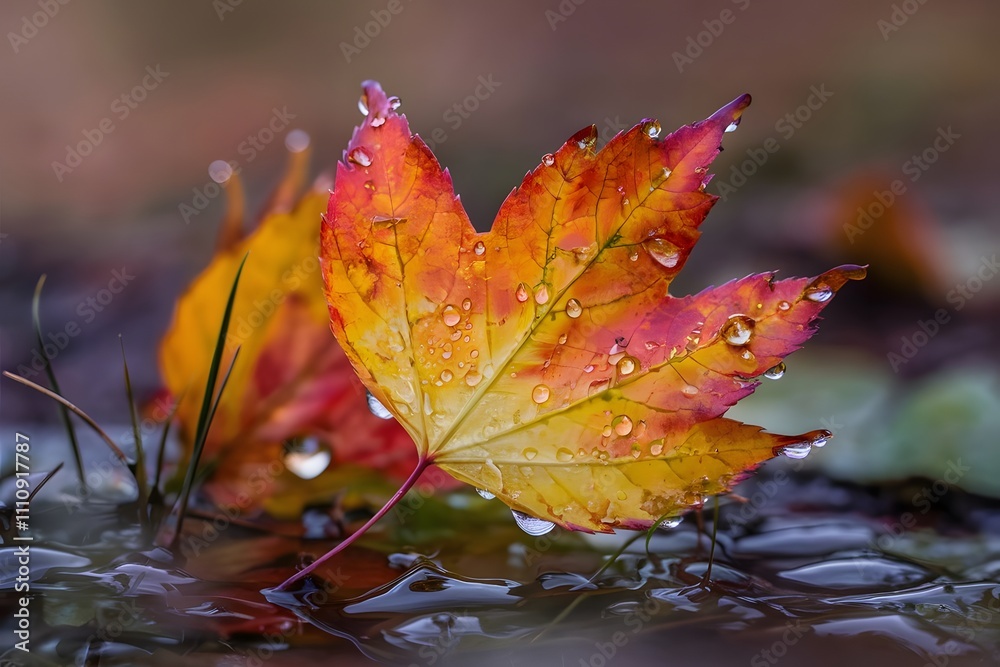 A leaf is laying on the ground in a stream. A leaf is laying on the ground in a stream.