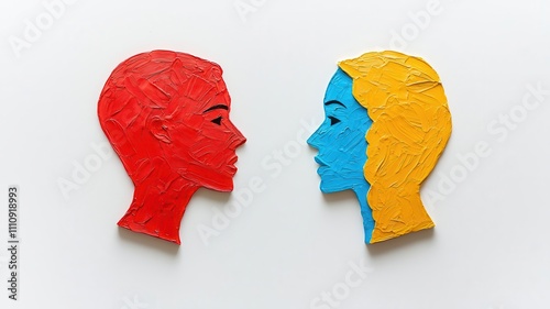 Cyberbullying Social Media Concept, Colorful profile heads on white background