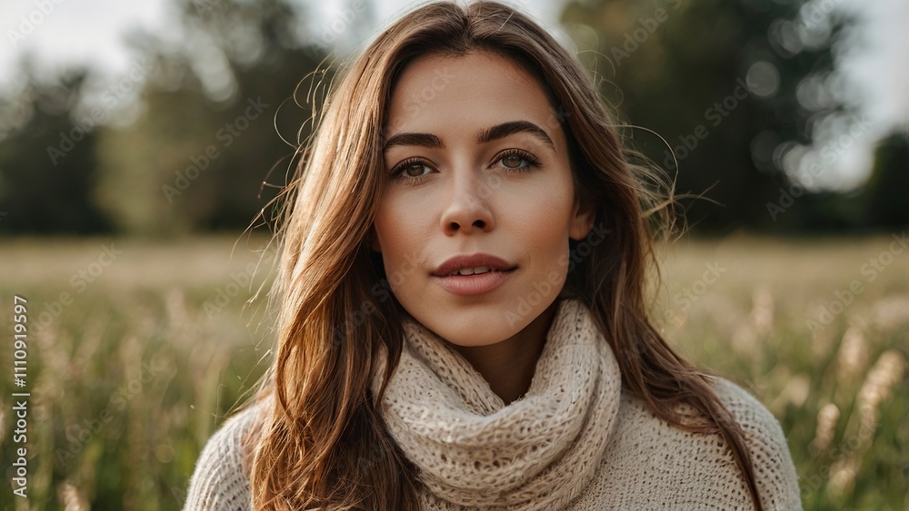 Woman breathing fresh air outdoors Woman breathing fresh air outdoors