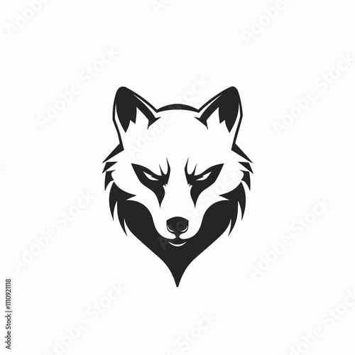 Arctic fox Aggressive silhouette vector illustration