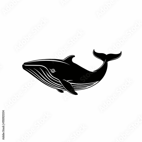 Blue whale Aggressive silhouette vector illustration photo