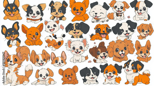 Adorable Doodle Illustrations of Happy Dog Faces