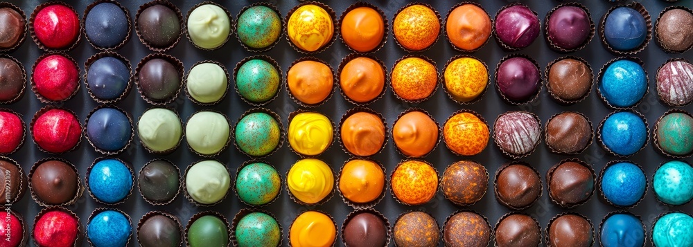 Colorful gourmet chocolates candies composition background Colorful gourmet chocolates candies composition background