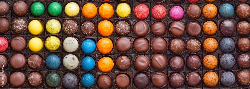 Colorful gourmet chocolates candies composition background Colorful gourmet chocolates candies composition background