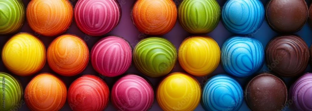 Colorful gourmet chocolates candies composition background Colorful gourmet chocolates candies composition background