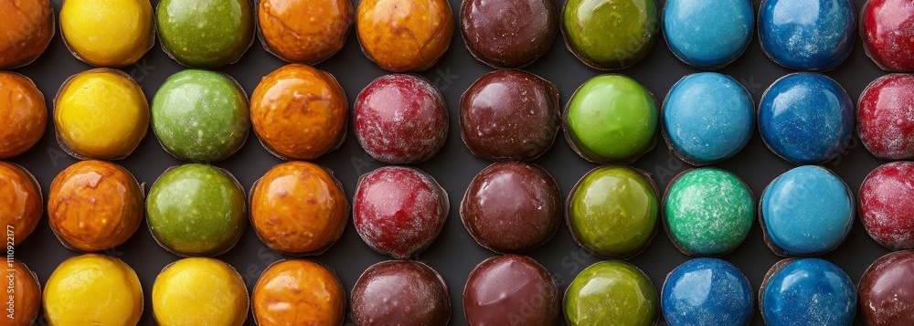 Colorful gourmet chocolates candies composition background Colorful gourmet chocolates candies composition background