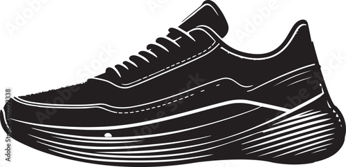 Black Sneaker Silhouette Vector Illustration,