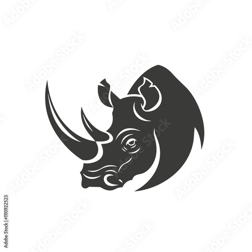 Rhinoceros Aggressive silhouette vector illustration