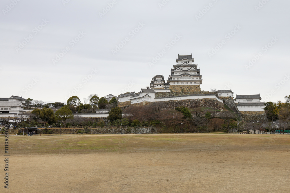 View of landscape the himeji white castle is famous and beautiful in japan View of landscape the himeji white castle is famous and beautiful in japan